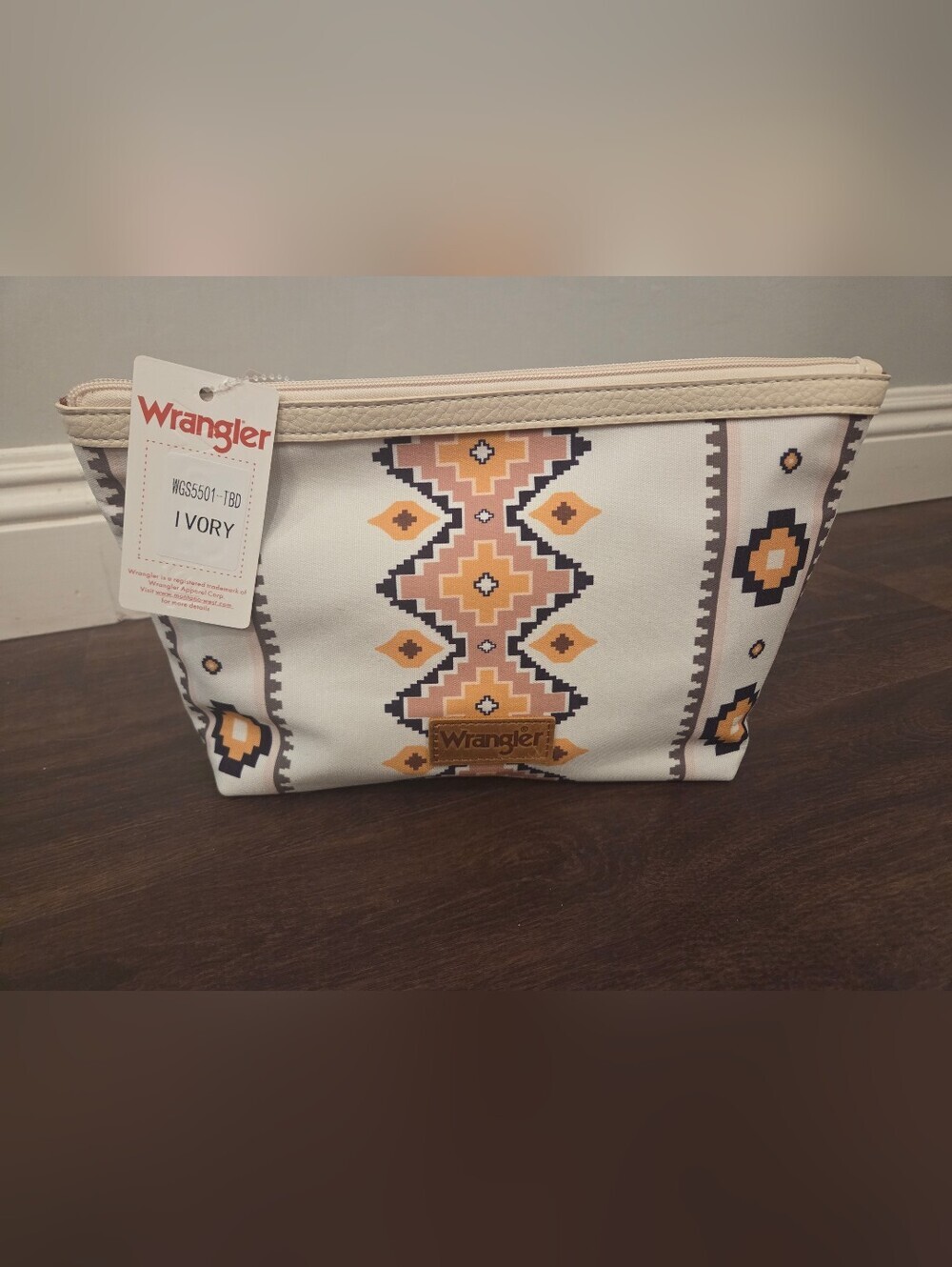 Wrangler Cream Aztec Print Cosmetic Bag